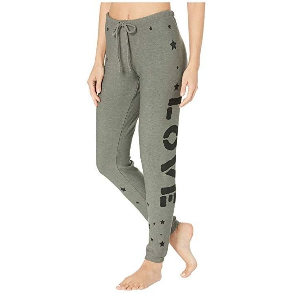 Chaser Love Stars Cozy Knit Lounge Pants - Safari Green - Size Small